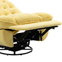 360 Swivel Recliner Adjustable Chair Chenille Glider Swivel Reclining Sofa Chair With Black Metal Round Base Yellow Yellow Foam Upholstered