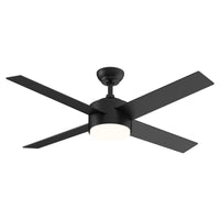 52" Integrated Led Light Matte Black Blade Ceiling Fan With Remote Control With 4 Blades Matte Black Plywood