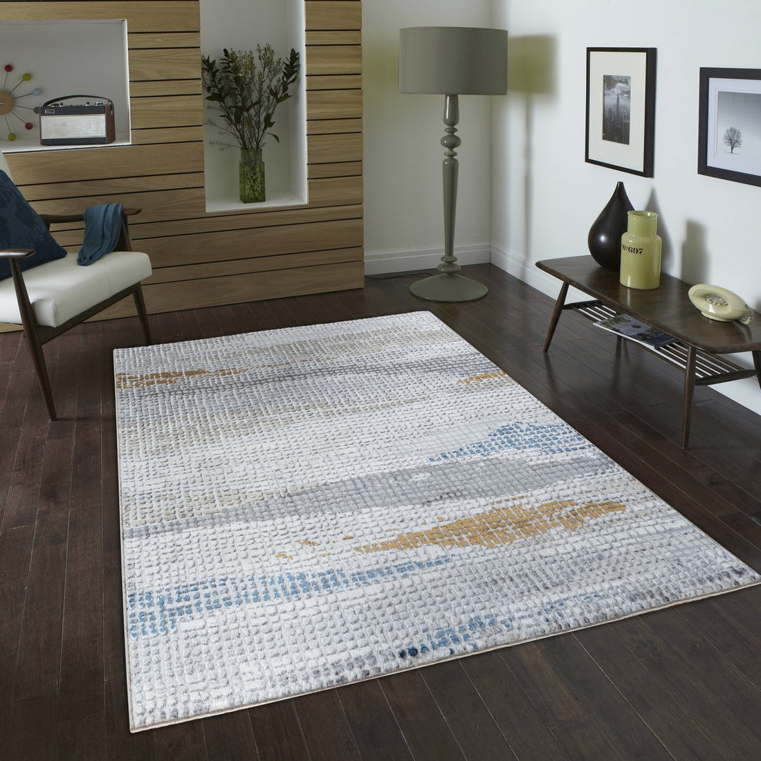 Textures Gc Art2002 Multi 7 Ft. 10 In. X 9 Ft. 10 In. Area Rug White Polyester