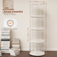 360 Rotating Bookshelf, Small Corner Bookcase With Small Footprint, 4 Tier Floor Standing Bookcasefor Kids&Adults, Narrow Book Shelf Organizer For Bedroom, Living Room, Round, White Cream White Bedroom American Design,Classic Polypropylene Abs,Pet