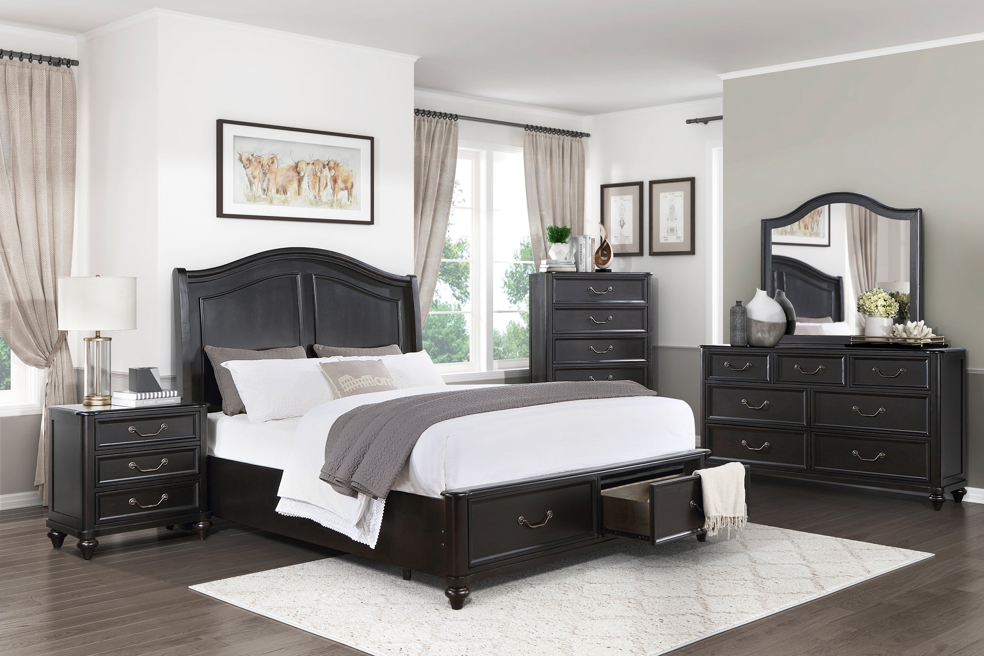 Charcoal Brown Finish Traditional Bedroom Furniture 1Pc Dresser Of 7 Drawers Antique Handles Classic Design Brown Mix Classic,Traditional Wood