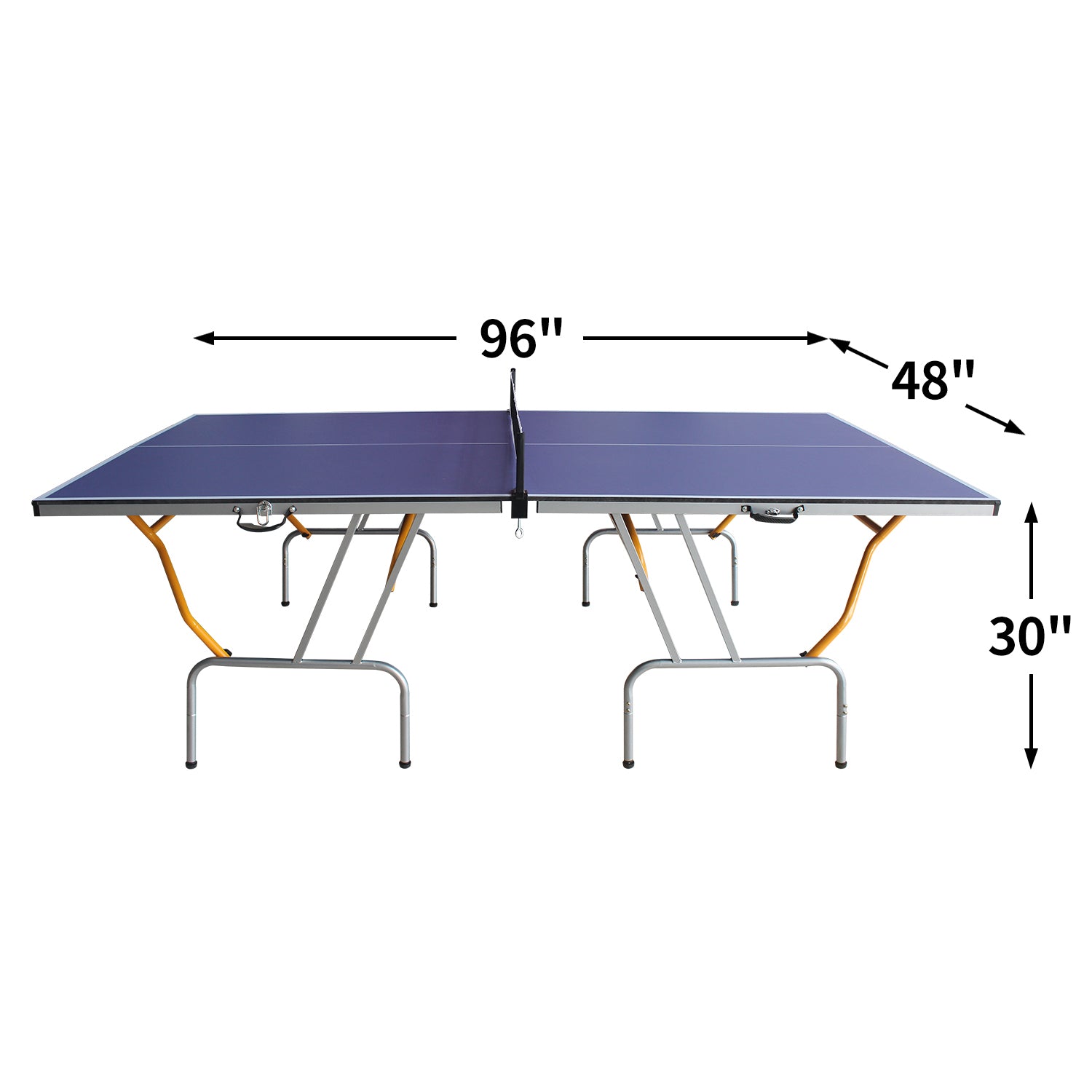 8Ft Mid Size Table Tennis Table Foldable & Portable Ping Pong Table Set For Indoor & Outdoor Games With Net, 2 Table Tennis Paddles And 3 Balls Blue Mdf