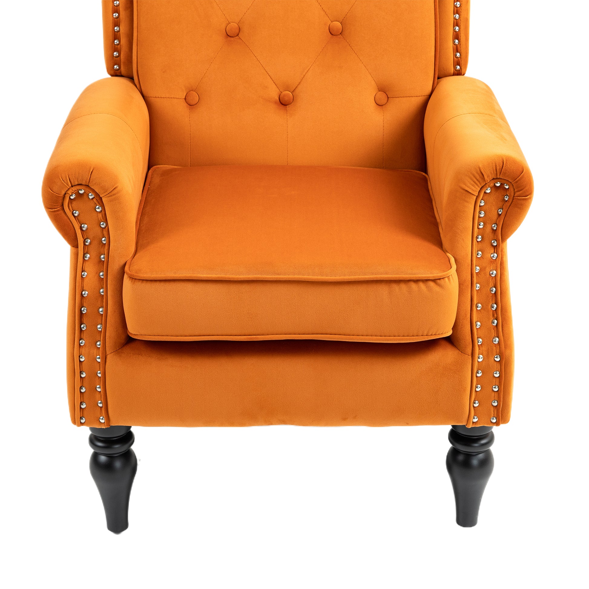 Coolmore Wood Frame Armchair, Modern Accent Chair Lounge Chair With Sturdy Wood Legs For Living Room Bedroom Orange Orange Foam Velvet