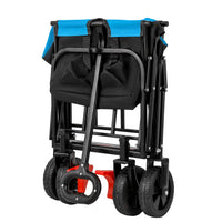 Mini Folding Wagon Garden Shopping Beach Cart Black Blue Brake Black Blue Metal