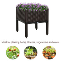 Outsunny Raised Garden Bed With Legs, Self Watering Planter Box Raised Bed To Grow Flowers, Herbs & Vegetables, Brown Brown Polypropylene