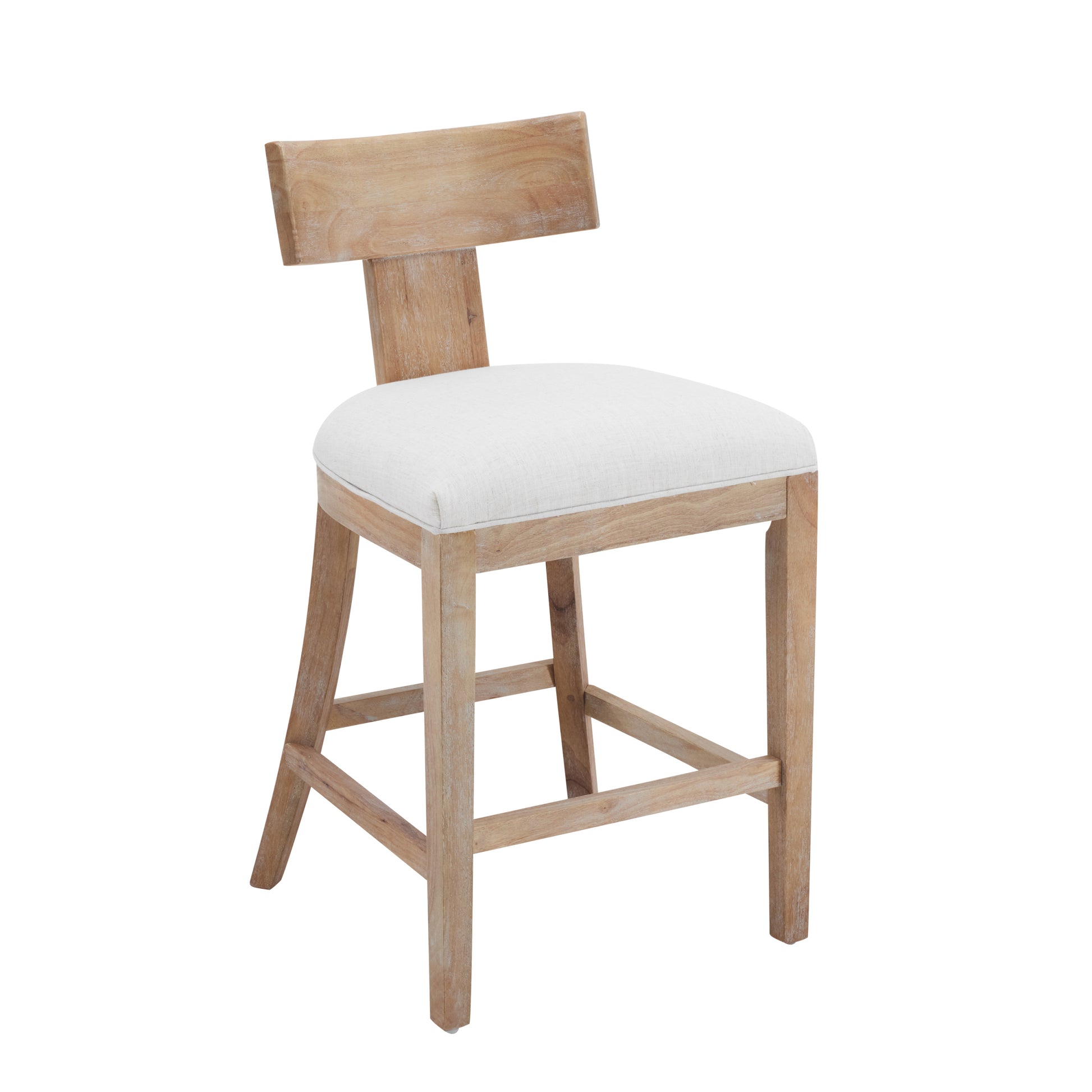 27" Counter Stools Set Of 2, Upholstered Counter Height Bar Stools With Solid Rubber Wood Frame, Backrest, Footrest, Armless Barstools For Home Bar, Kitchen Counter, Beige & Natural Beige Natural Foam Set Of 2 Fabric