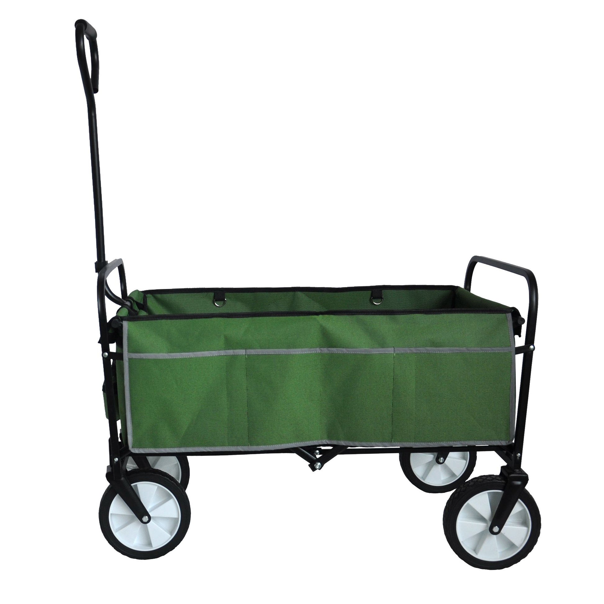 Folding Wagon Garden Shopping Beach Cart Green Grass Green Metal