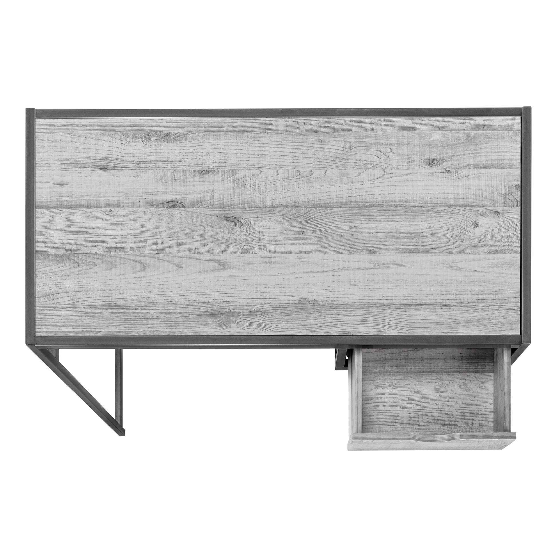 Computer Desk, Home Office, Laptop, Storage Drawer, 42"L, Work, Grey Laminate, Black Metal, Contemporary, Modern Grey Mdf