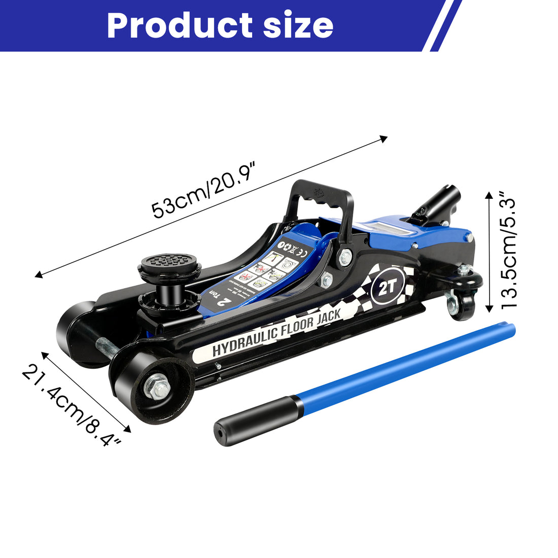 Floor Jack,2Ton 4400Lbs Low Profile Floor Jack,Hydraulic Floor Jack Lifting Range 85Mm 3.35" 360Mm 14.17",Blue Blue Steel