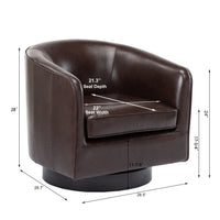 Tanner Brown Top Grain Leather Swivel Chair Brown Foam Leather