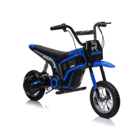 24V14Ah Kids Ride On 24V Electric Toy Motocross Motorcycle Dirt Bike Xxl Large,Speeds Up To 14.29Mph,Dual Suspension, Hand Operated Dual Brakes, Twist Grip Throttle, Authentic Motocross Bike Geometry Blue Polypropylene