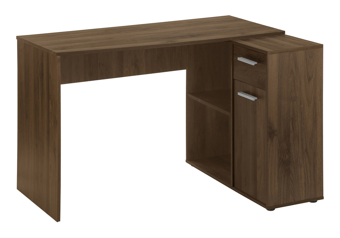 Computer Desk, Home Office, Corner, Storage Drawers, 46"L, L Shape, Work, Laptop, Walnut Laminate, Contemporary, Modern Walnut Particle Board