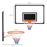 Soozier Wall Mounted Basketball Hoop With 45" X 29" Shatter Proof Backboard, Durable Rim And All Weather Net For Indoor And Outdoor Use Colorful Steel