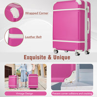 Hardshell Luggage With Tsa Lock28" Expandable Lightweight Suitcase With Spinner Wheels, Single Vintage Luggage,Pink Pink Abs