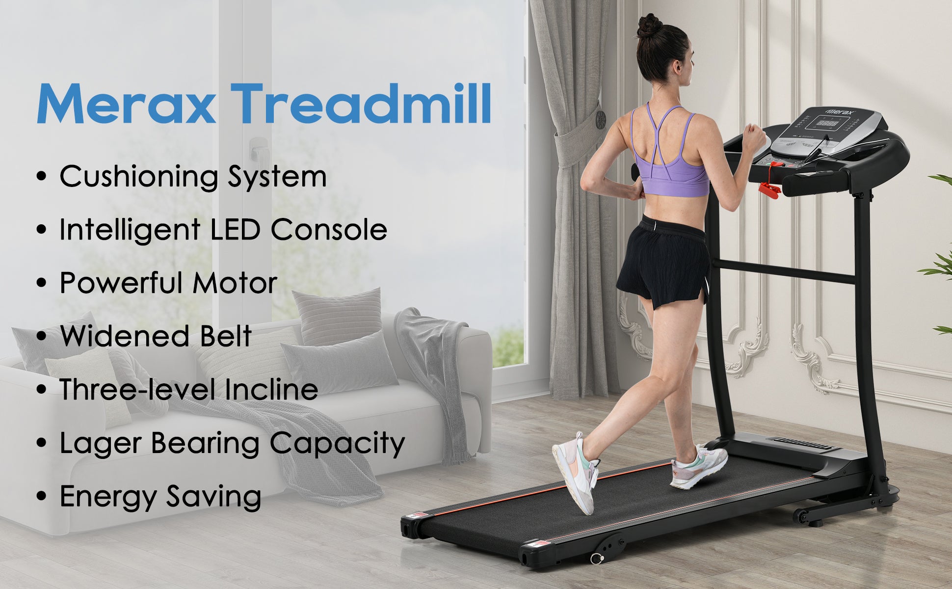 Home Folding Treadmill With Pulse Sensor, 2.5 Hp Quiet Brushless Motor7.5 Mph, 300Lbs Weight Capacity Walking Jogging Machine With 3 Level Incline 12 Preset Programs For Home Gym Indoor Fitness Black And Silver Handheld Foldable Gym Metal