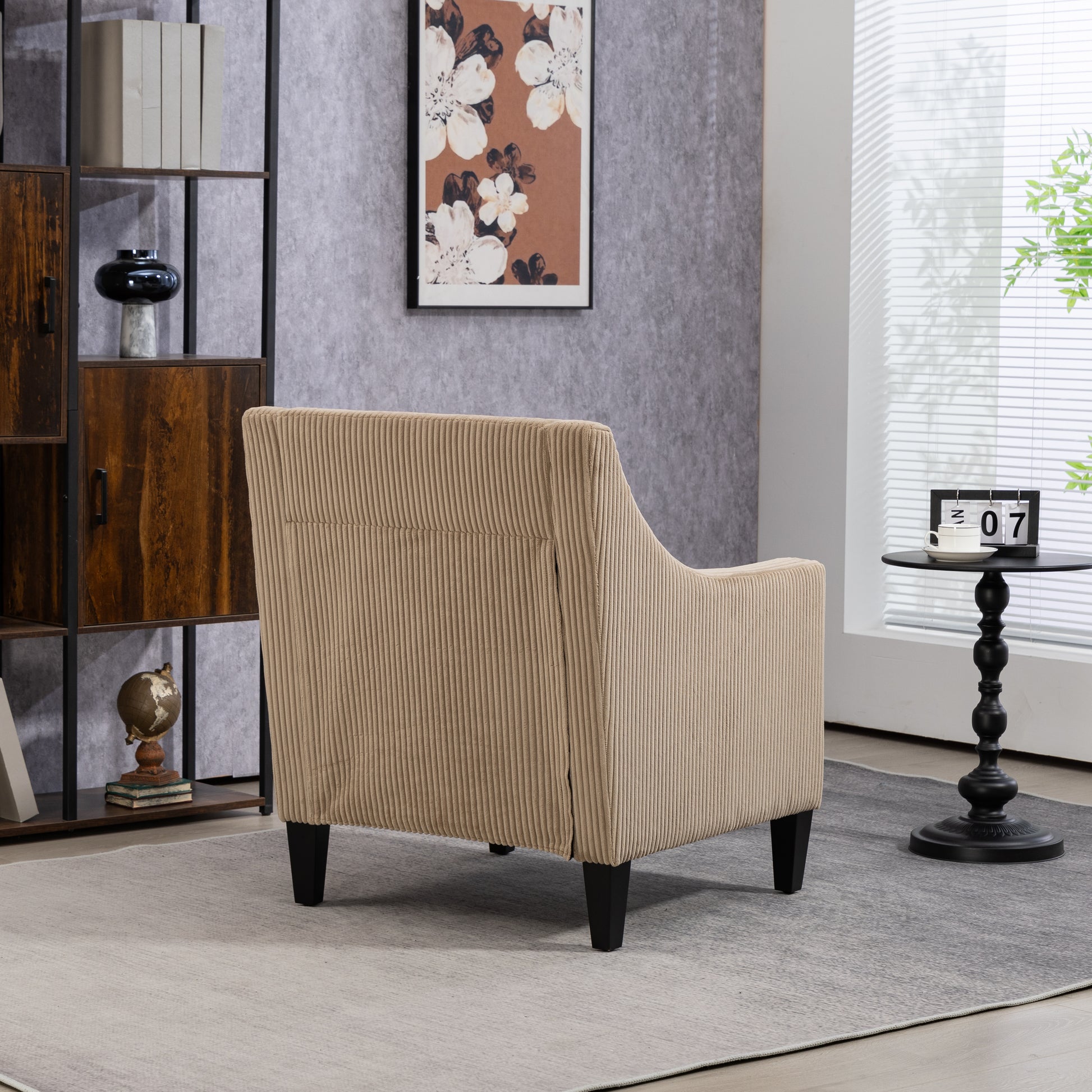 Coolmore Modern Accent Chair,Upholstered Armchair With Scooped Arms For Bedroom,Apartment,Studio,Office,Waiting Room Camel Corduroy Camel Primary Living Space Foam Corduroy