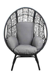 Patio Pe Wicker Egg Chair Model 3 With Black Color Rattan Grey Cushion And Side Table Yes Black Foam Steel