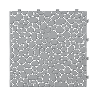 12 X 12 Inch Gray Interlocking Deck Tiles Plastic Waterproof Outdoor All Weather Anti Slip Bathroom Shower Balcony Porch Strong Weight Capacity Upto 440 Lbs, Pebble Stone Pattern Pack Of 24 Grey Bathroom American Design,American Traditional Plastic