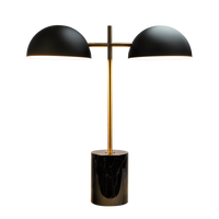 Nova Hydro Black Table Lamp With On Off Switch Double Lamp With Faux Marble Base Black,Gold,Marble Table&Floor Lamps Faux Marble,Metal