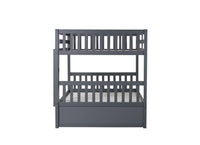 Full Over Full Rubber Wood Bunk Bed With Trundle, Ladder And Guardrails, Convertible To 2 Full Size Beds, With Twin Size Trundle ,Dark Grey Full Dark Grey Bedroom American Design Bed Frame Rubber