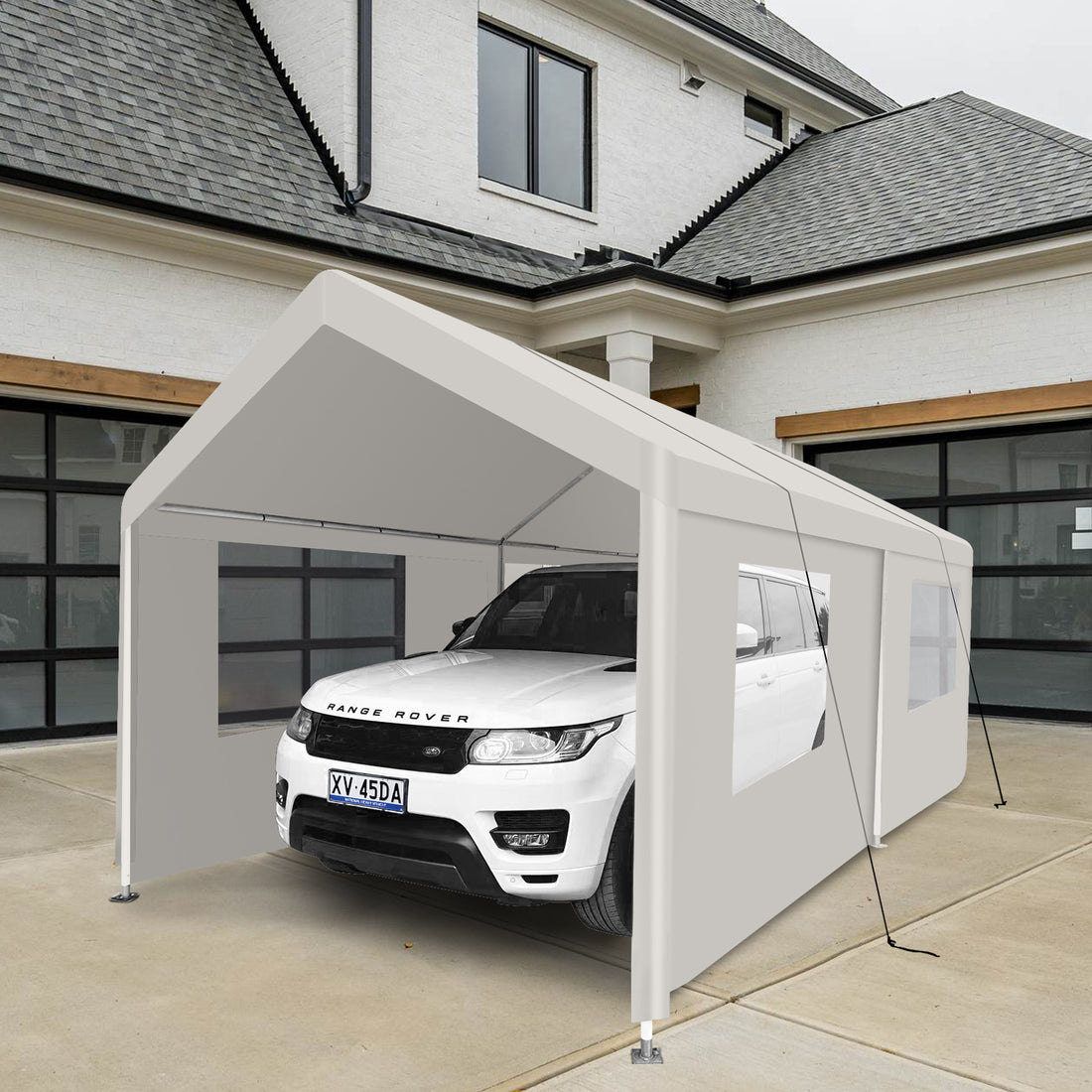 Carport, 10 20 Heavy Duty Portable Carport Garage Tent For Outdoor Storage Shelter White White Metal