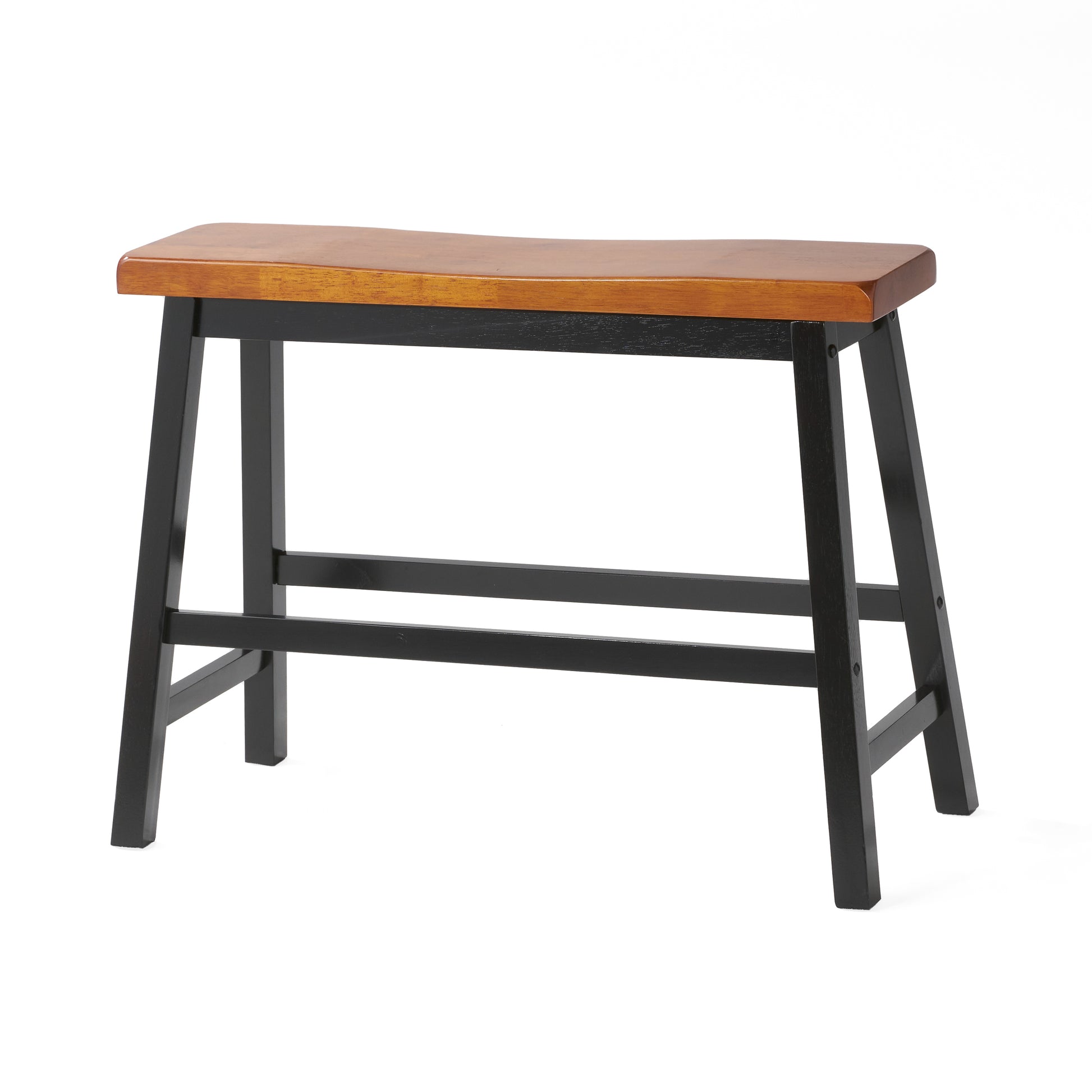 Pomeroy S 4 Caf Table Bench Set Walnut Black Rubber Wood