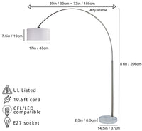 81"H White Single Arch With Marble Base Floor Lamp 1Pc Ctn 2.75 46.20 Soft White Led Metal