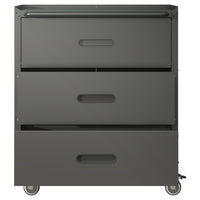 Heavy Duty Metal Storage Cabinet With Wheels 3 Drawer Tool Cabinet For Garage, Office, And Home Organizer Solutions, Black Gray Black Steel