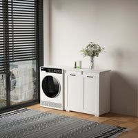 Laundry Cabinet ,With 2 Removable Liner Bags White Particle Board Mdf