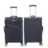 3 Piece Fabric Soft Luggage Set With Swivel Wheels And Password Lock, Dark Blue, 20 26 30 Inches Dark Blue Fabric