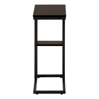 Accent Table, C Shaped, End, Side, Snack, Living Room, Bedroom, Brown Laminate, Black Metal, Contemporary, Modern Espresso Particle Board