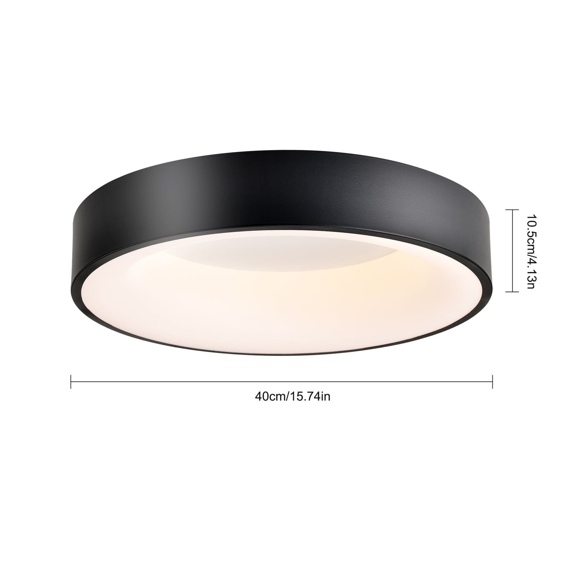 15.75 Inch Semi Flush Mount Ceiling Light Fixture, Modern Farmhouse Led Ceiling Light 1 Color 3000K , Industrial Ceiling Light With Acrylic Shade Lamp Ceiling Lamp For Kitchen, Hallway, Bathroom Black Acrylic