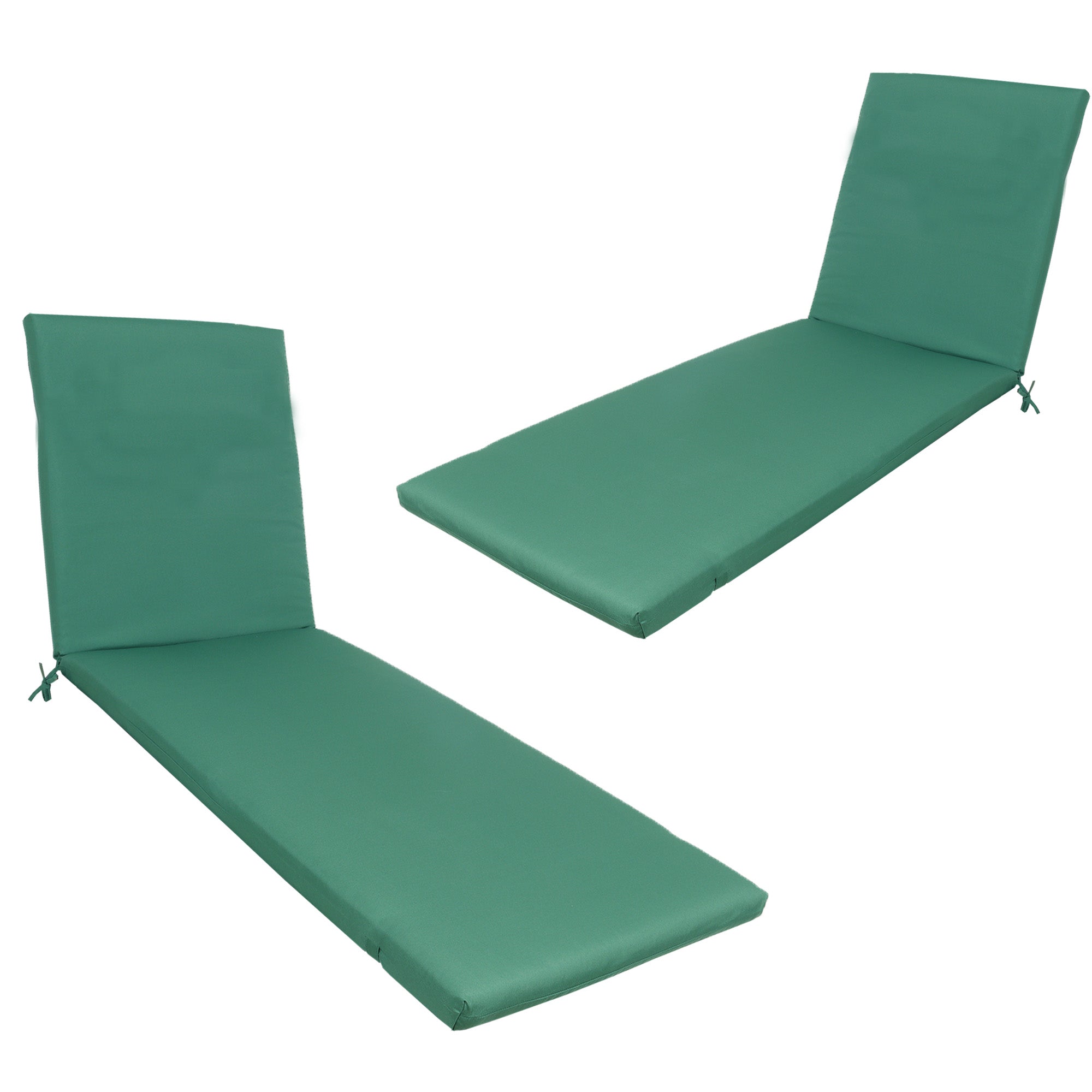 2Pcs Set Outdoor Lounge Chair Cushion Replacement Patio Funiture Seat Cushion Chaise Lounge Cushion Green Green Polyester