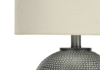 Lighting, 19"H, Table Lamp, Grey Resin, Ivory Cream Shade, Modern Grey Polyresin