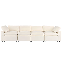 Upholstered Modular Sofa With With Storage Space, Usb Charge Ports,Wireless Charging And Built In Bluetooth Speaker In Arm,Sectional Sofa For Living Room Apartment. Old Sku:Wy000317Aaa Beige