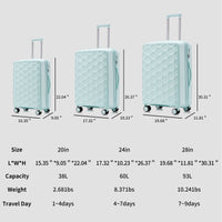 Pp Luggage Sets 3 Piece 20 24 28 , Expandable Carry On Luggage With Tsa Lock Airline Approved, Pp Materials Hard Shell And Lightweight Suitcase With Spinner Wheels Mint Green Mint Green Polypropylene