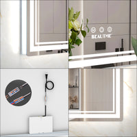 60X40 Inch Oversized Led Bathroom Mirror Wall Mounted Mirror With 3 Color Modes Aluminum Frame Large Wall Mirror For Bathroom Silver Aluminium