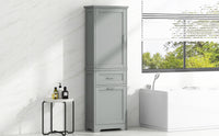 Tall Bathroom Storage Cabinet, Freestanding Storage Cabinet With Two Different Size Drawers And Adjustable Shelf, Mdf Board With Painted Finish, Grey Grey Mdf