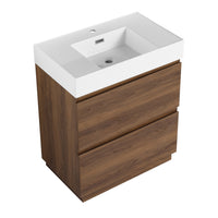 30" Bathroom Vanities With Single Sink Combo, Modern Undermount Bathroom Sink Cabinet With Double Drawer, Freestanding Bathroom Sink Cabinet,Engineering Wood,Brown Brown American Design Engineered Wood