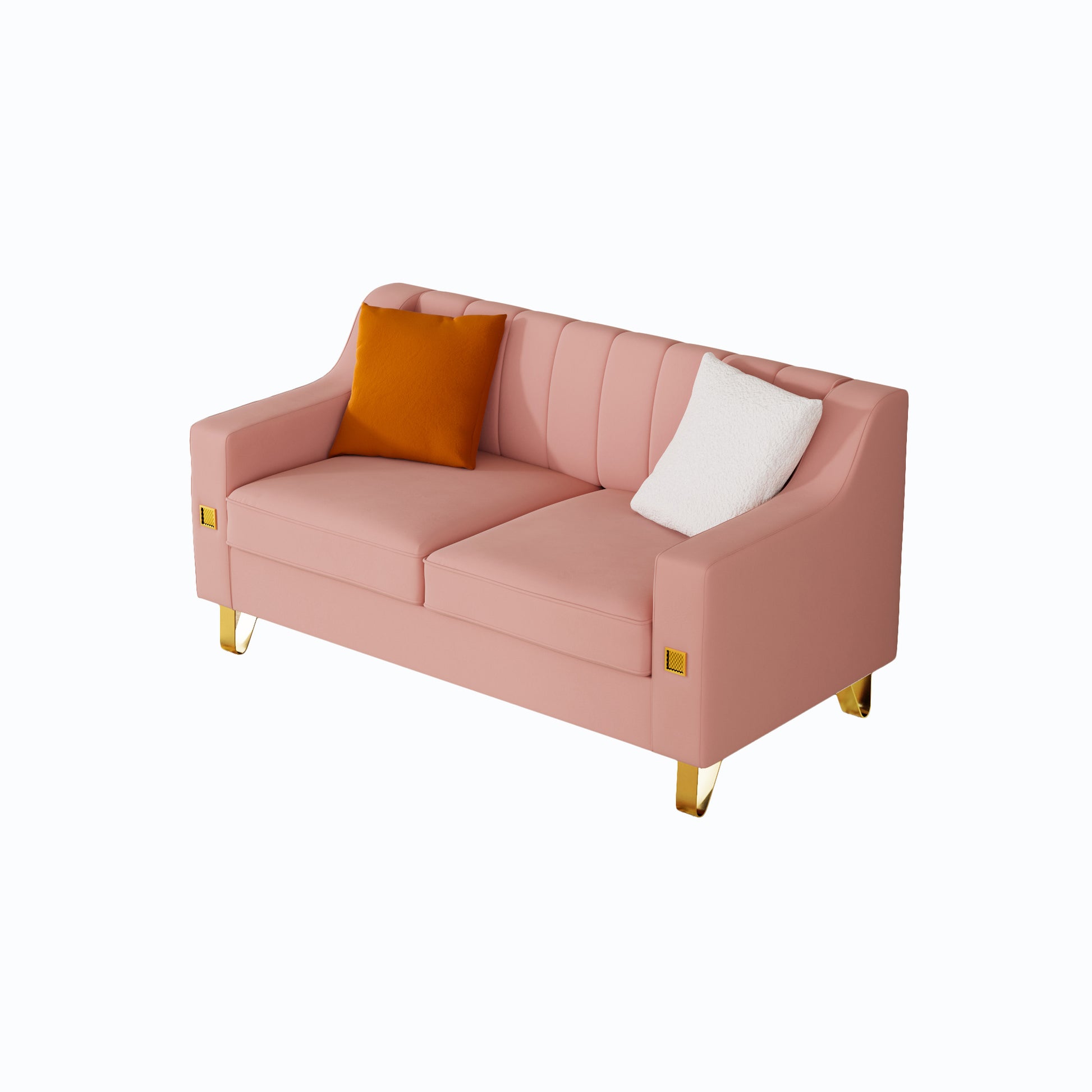 Fx P85 2S Pk 2 Seats Sofa Luxury Pink Velvet Loveseat Sofa With Gold Accents Modern 3 Seat Couch With Plush Cushions, Perfect For Living Room And Office Decor Temu Suitable Pink Velvet