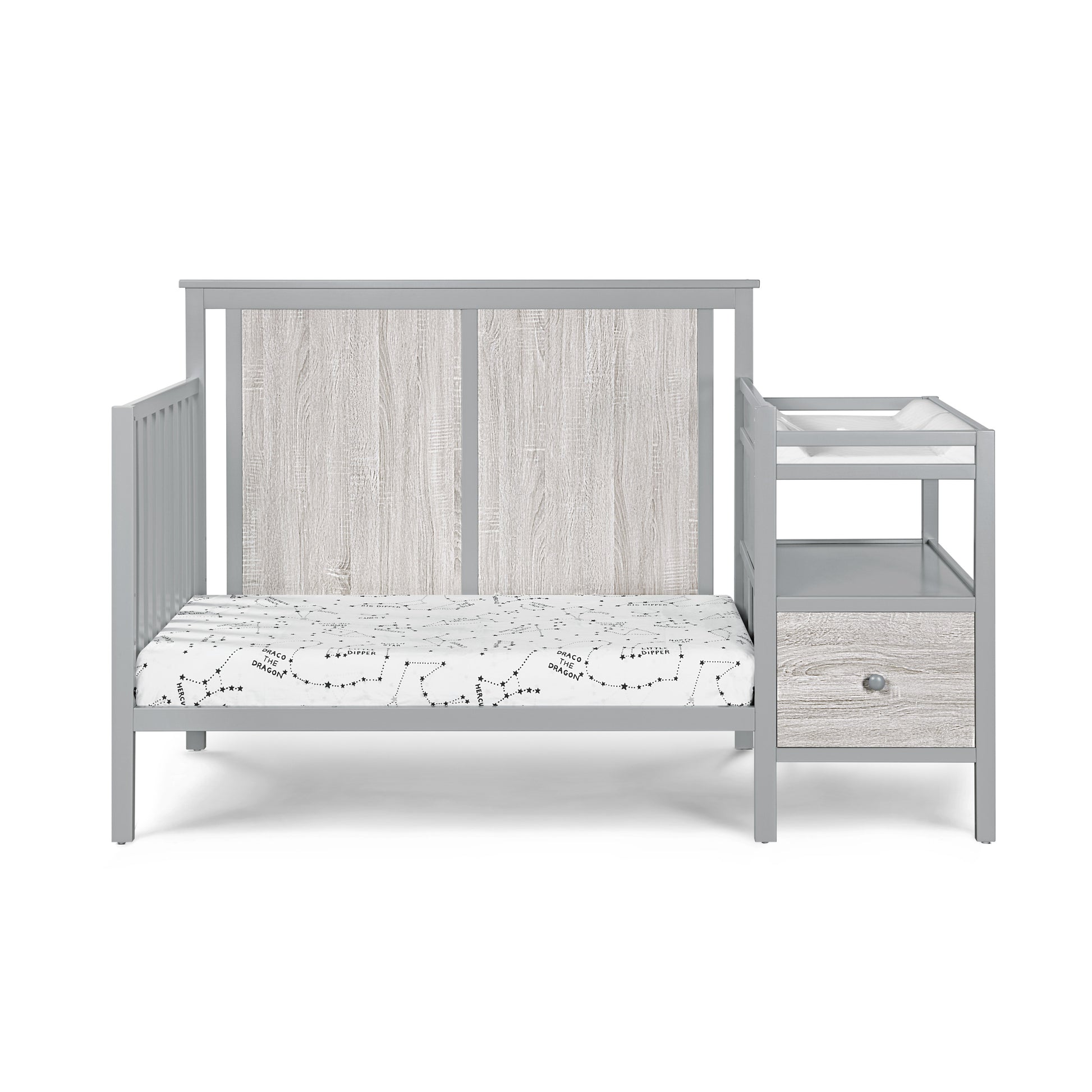 Connelly 4 In 1 Crib And Changer Combo Gray Rockport Gray Grey Wood