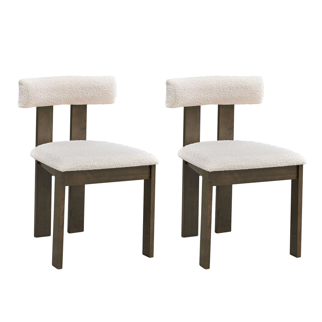 Wooden Dining Chairs Set Of 2, Modern Boucle Upholstered Kitchen Side Chairs,Mid Century Modern Kitchen Chairs With Open Back Farmhouse Wooden Side Chairs For Dining Room,Living Room,Restaurant