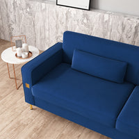 Fx P18 Rb Sofa Luxury Velvet Sofa With Gold Accents Modern 3 Seat Couch With Plush Cushions, Perfect For Living Room And Office Decor Retro Blue Velvet 3 Seat