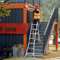 17Ft Multi Position Foldable Aluminum Ladder, A Frame And Straight Ladder, Ansi 250Lbs Grey Aluminium Alloy