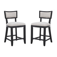 26.5" Counter Stools Set Of 2, Upholstered Counter Height Bar Stools With Comfy Back, Solid Rubber Wood Frame, Backrest, Footrest, Armless Barstools For Home Bar, Kitchen Counter, Beige & Black Beige Black Set Of 2 Fabric