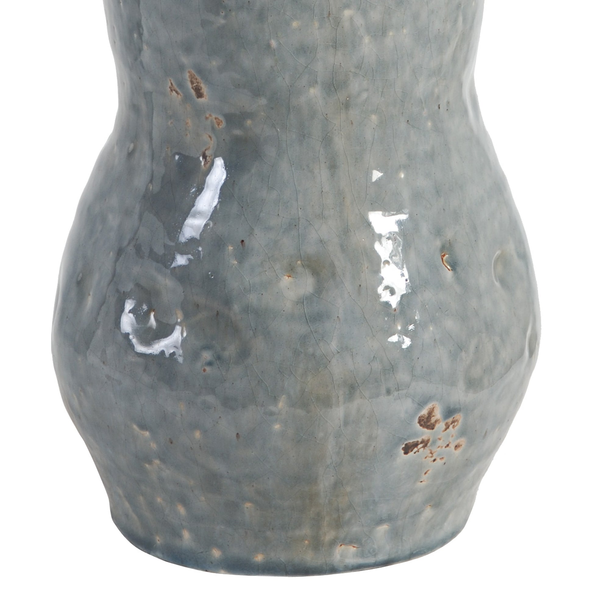 15 Inch Ceramic Vase, Curved And Design, Gray Gray Ceramic