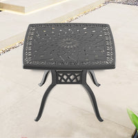 L32.28 35.43*W32.28 35.43 Inch Cast Aluminum Patio Dining Table With Black Frame And Umbrella Hole Dining Set Black Rust Resistant Frame Garden & Outdoor Complete Patio Sets Aluminium