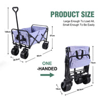 100L Collapsible Folding Beach Wagon Cart With 220Lbs Large Capacity, Wagons Carts Heavy Duty Foldable With Big Wheels For Sand, Garden, Camping Purple Garden & Outdoor Metal Waterproof Fabric