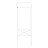 Accent Table, Side, End, Narrow, Small, 2 Tier, Living Room, Bedroom, White Laminate, White Metal, Contemporary, Modern White Particle Board