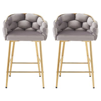 28'' Modern Counter Stools Set Of 2,Gray Counter Stools With Iron Frame,Soft Back And Cushion,Footrest,Suitable For Kitchen Bedroom Dining Room. Iron Grey Kitchen Sponge Modern Set Of 2 Fiber Foam